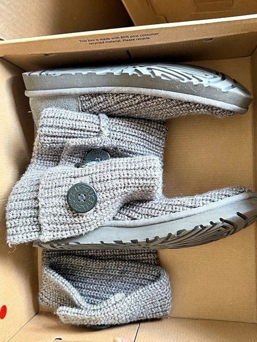 UGG Classic Cardy Boots Gray Knit Cuff Boots size 6